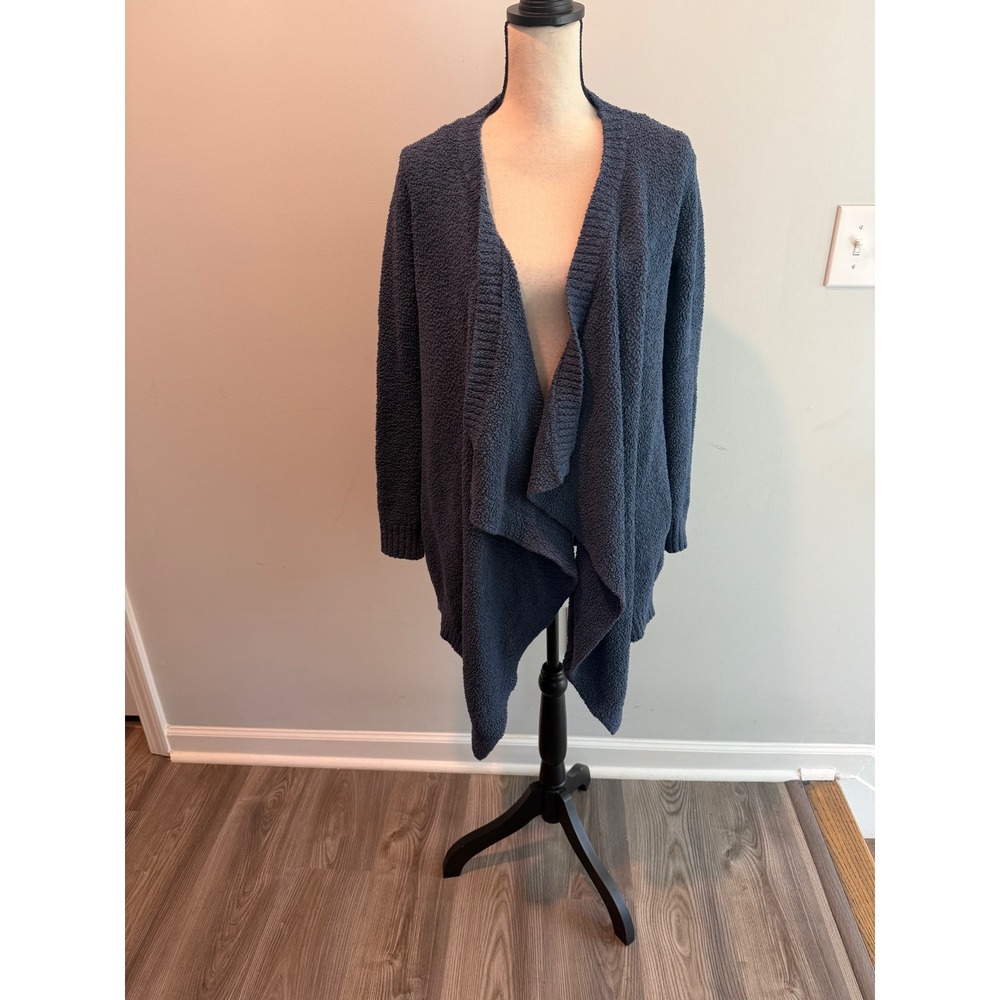 UGG Australia Slate Blue Popcorn Knit Waterfall Draped Open Front Cardigan XS